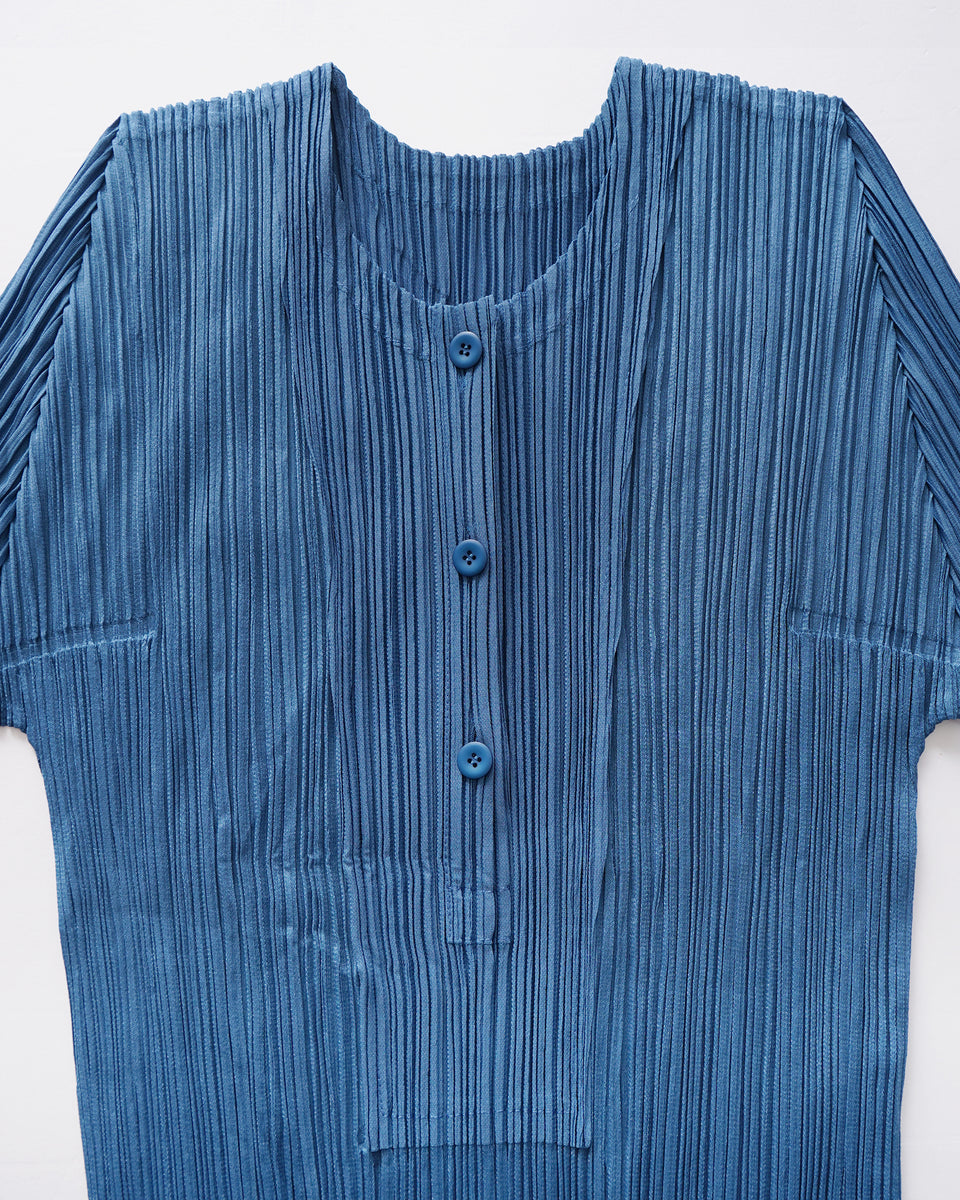 SHAREEF「PLEATS HIGH-NECK P/O」 Issey Miyake Pleats Please Henry Neck S/S Pleated Top Made in