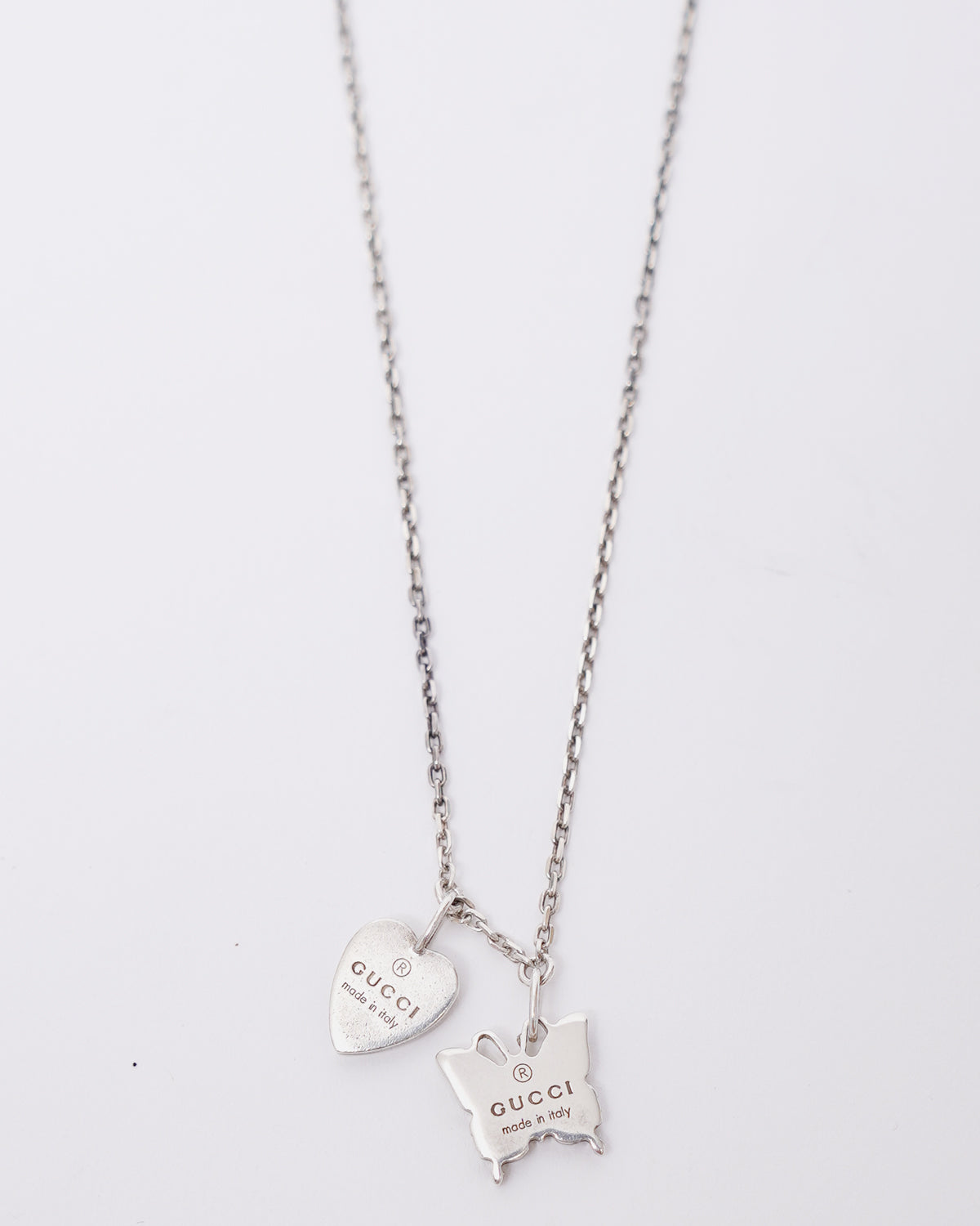 Silver Butterfly & Heart Necklace