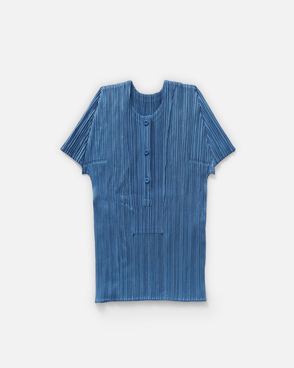 Issey Miyake Pleats Please Henry Neck S/S Pleated Top Made in