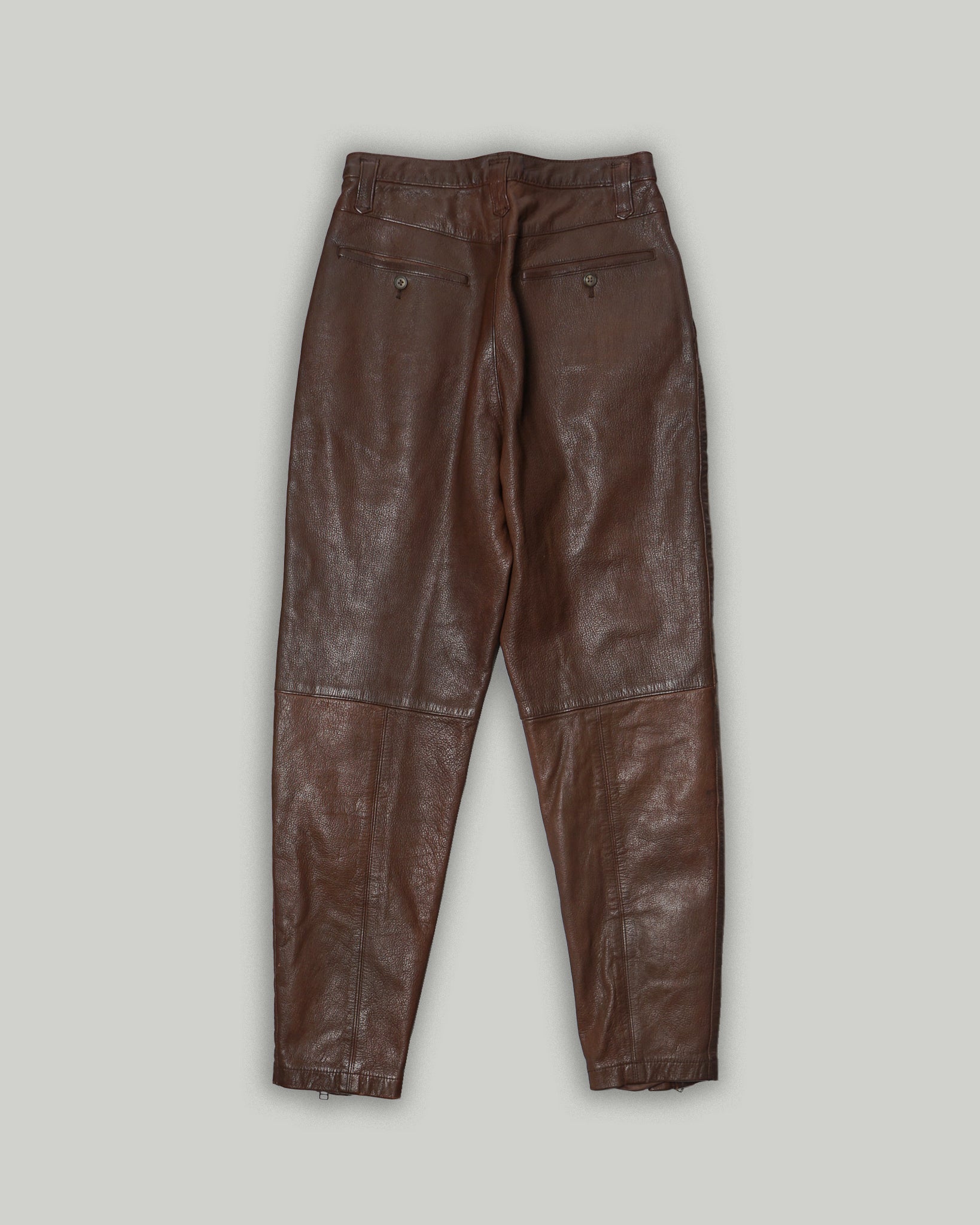 Zipper Designed Leather Trousers