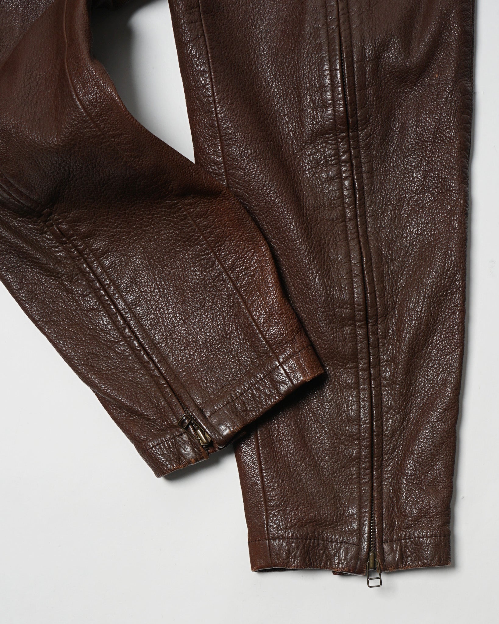 Zipper Designed Leather Trousers