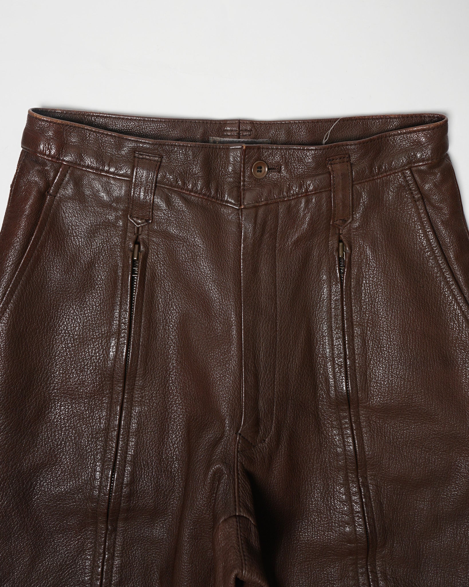 Zipper Designed Leather Trousers