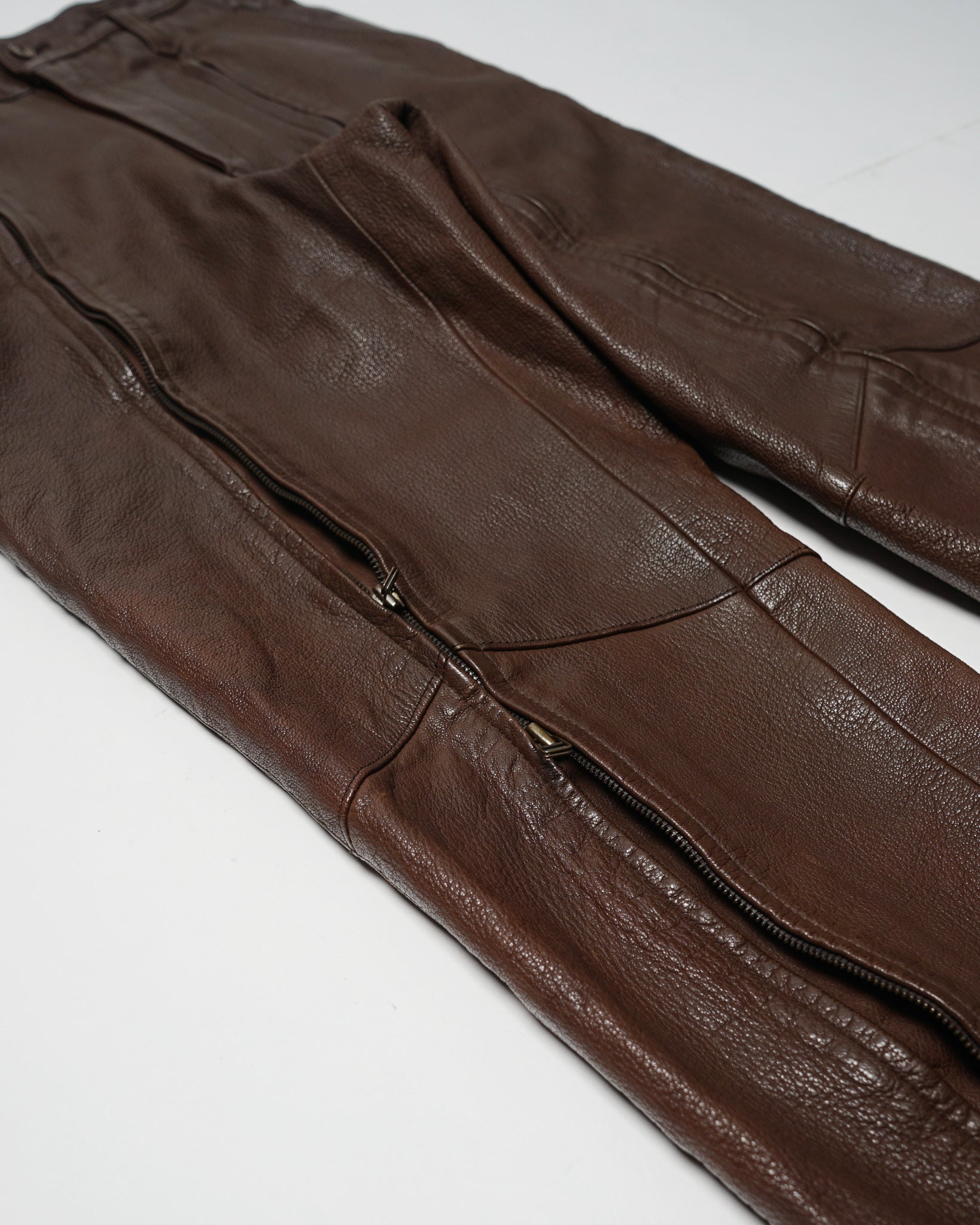 Zipper Designed Leather Trousers