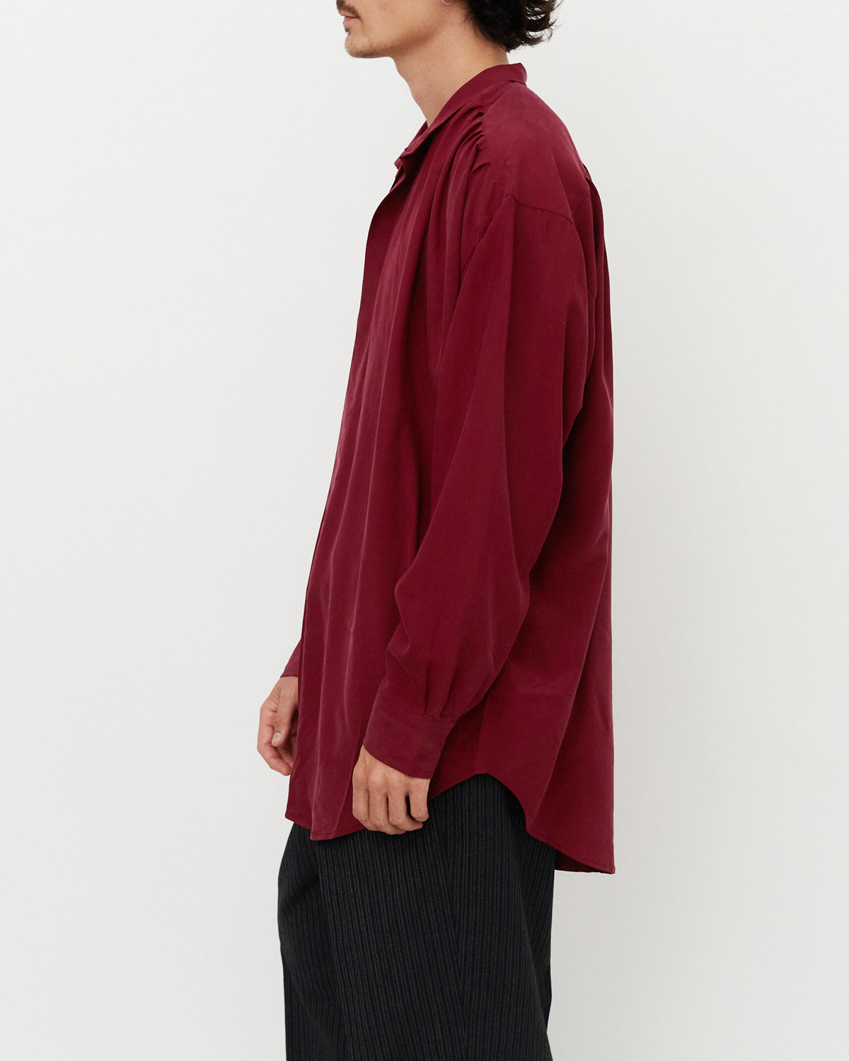 Gathered Silk Shirt / Burgundy
