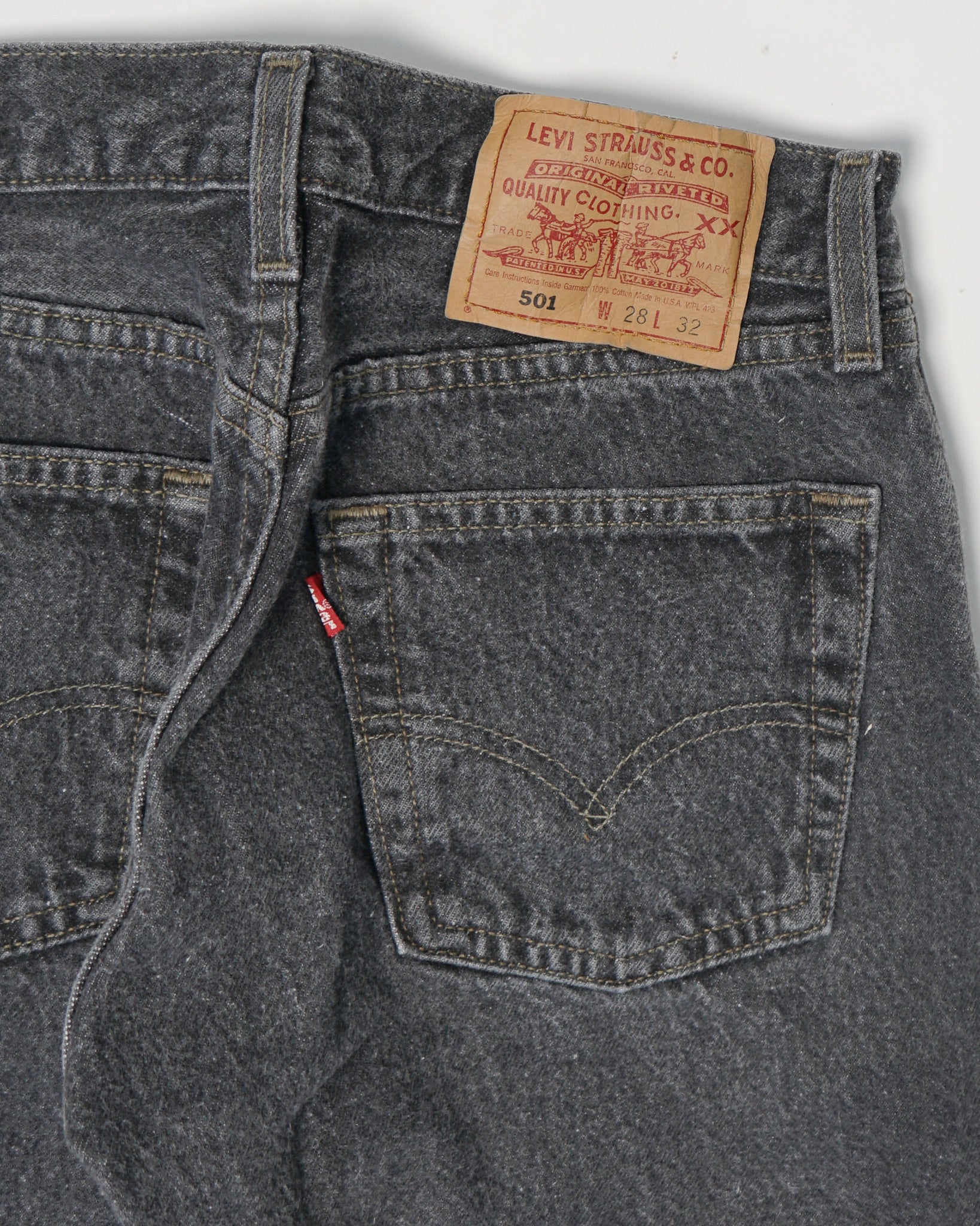 501 Straight Fit Black Wash Denim Pants