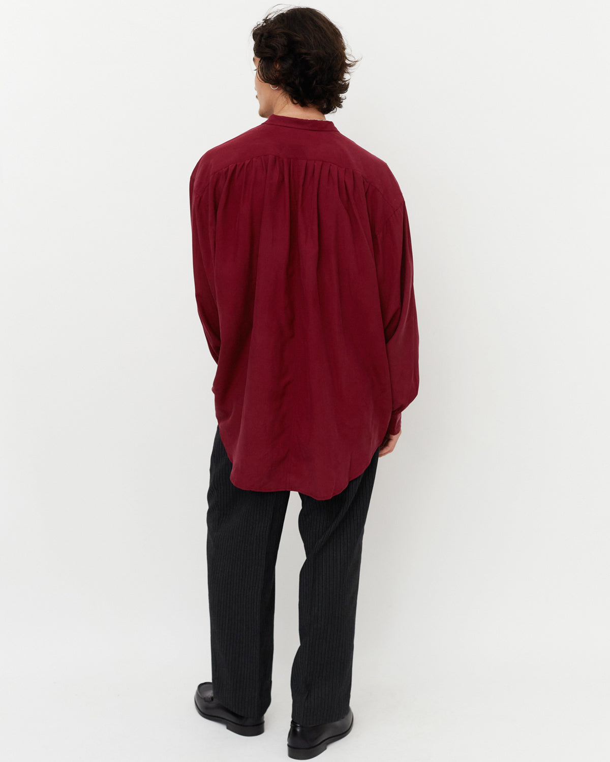 Gathered Silk Shirt / Burgundy