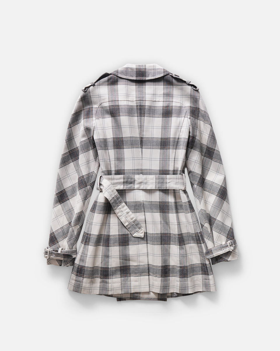 MIU MIU Plaid Wool Trench Coat Made in Italy – Front General Store
