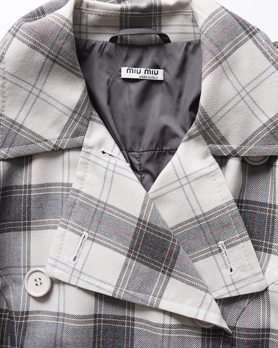 MIU MIU Plaid Wool Trench Coat Made in Italy – Front General Store