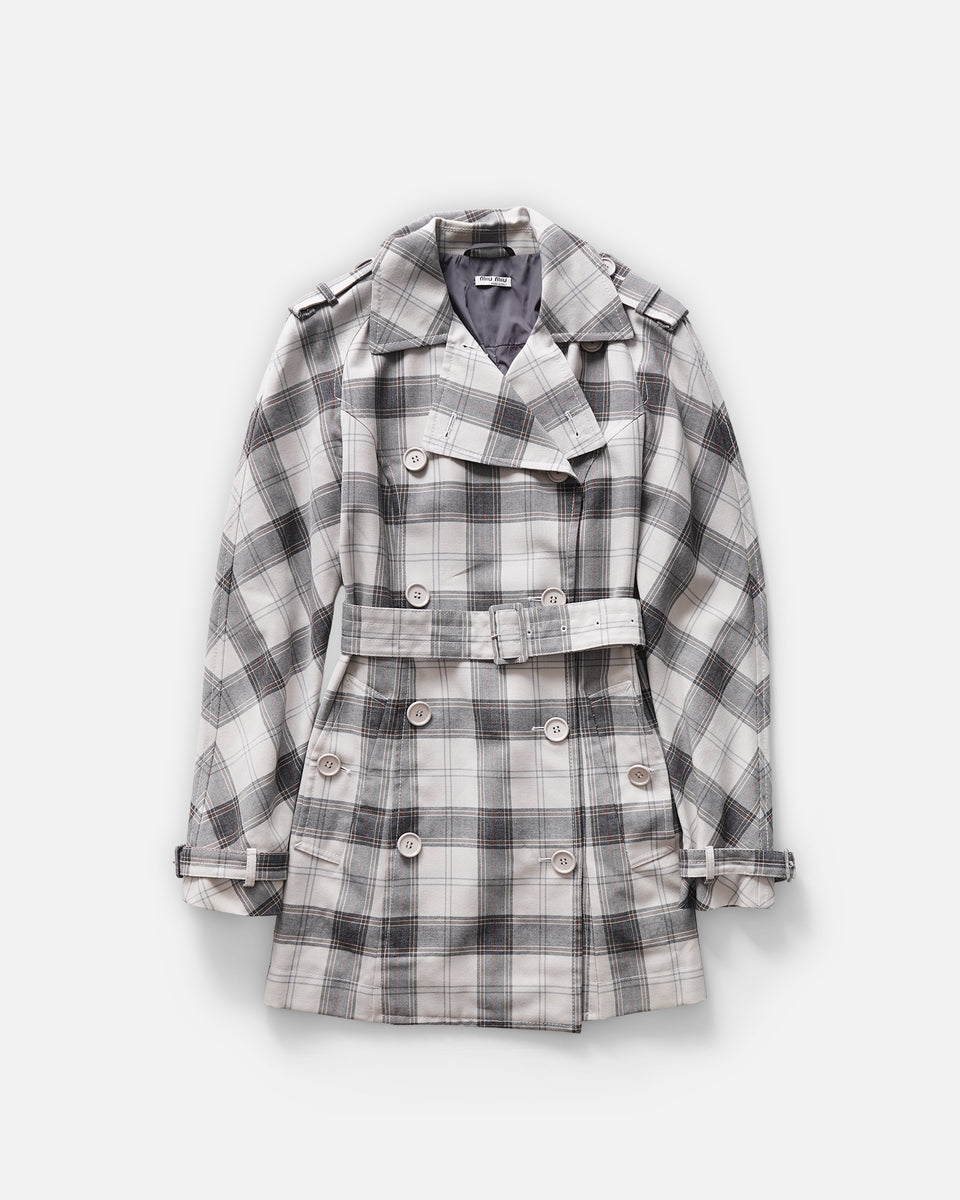 MIU MIU Plaid Wool Trench Coat Made in Italy – Front General Store