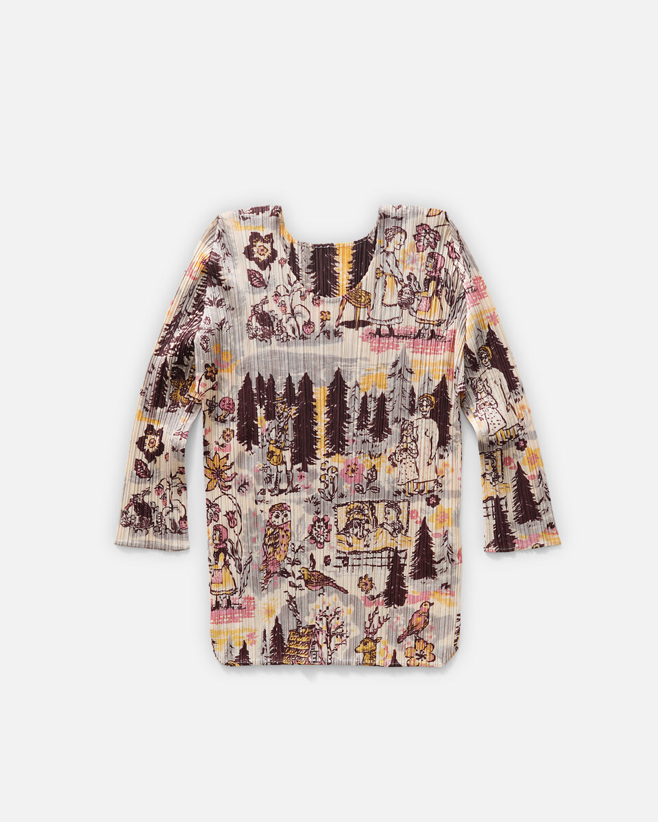 トップス PLEATS PLEASE Nathalie Lete Red Riding Issey Miyake Pleats Please Little Red Riding Hood Print L/S