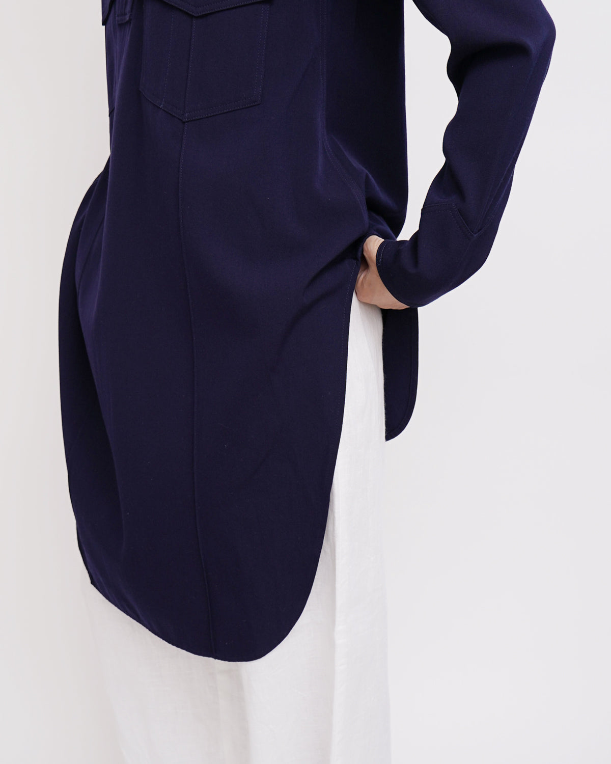 Wool Gabardine Long Shirt