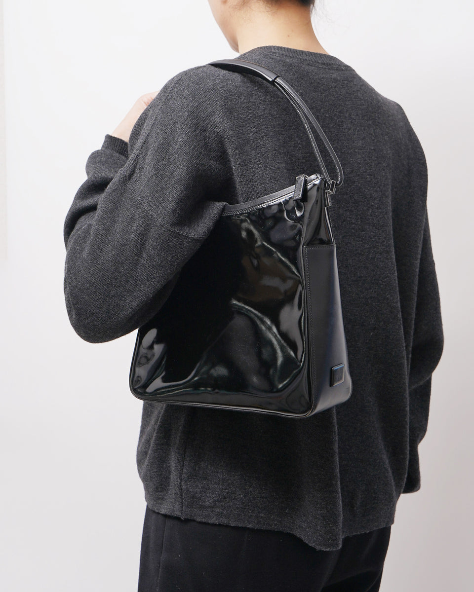 Black Enamel One Shoulder Bag – Front General Store