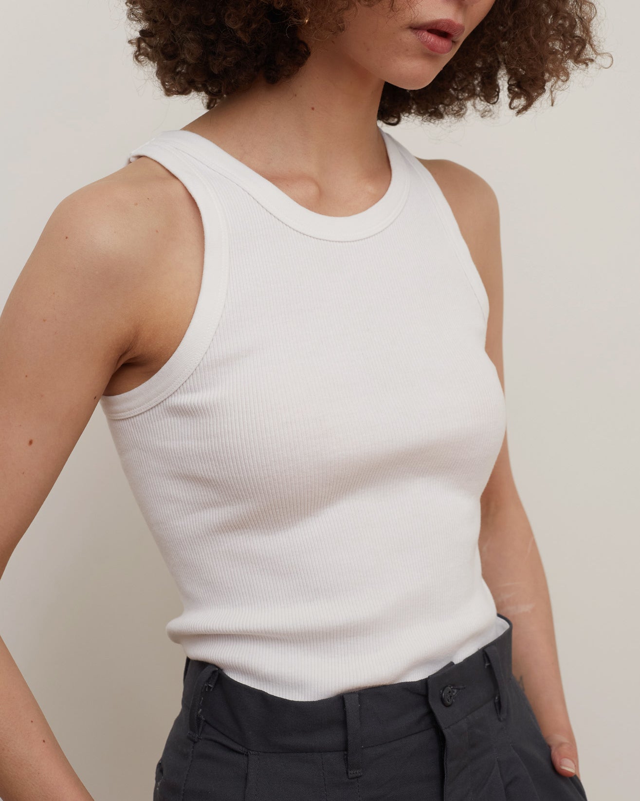 Rib Tank Top / White