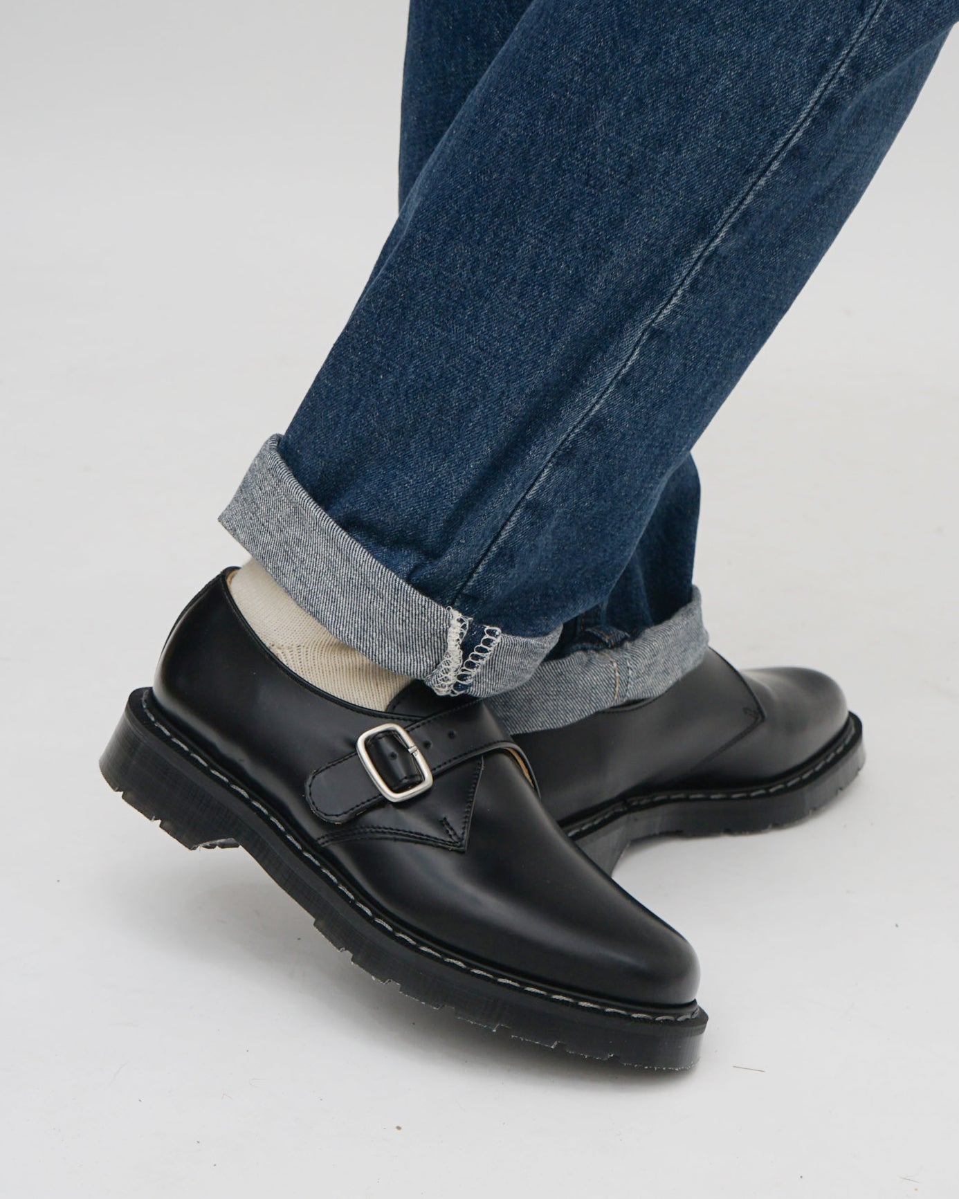 Hi-Shine Single Buckle Monk Shoe Black