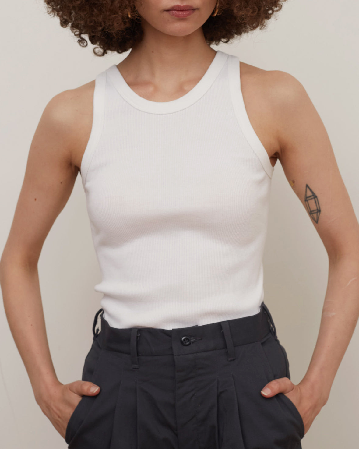 Rib Tank Top / White