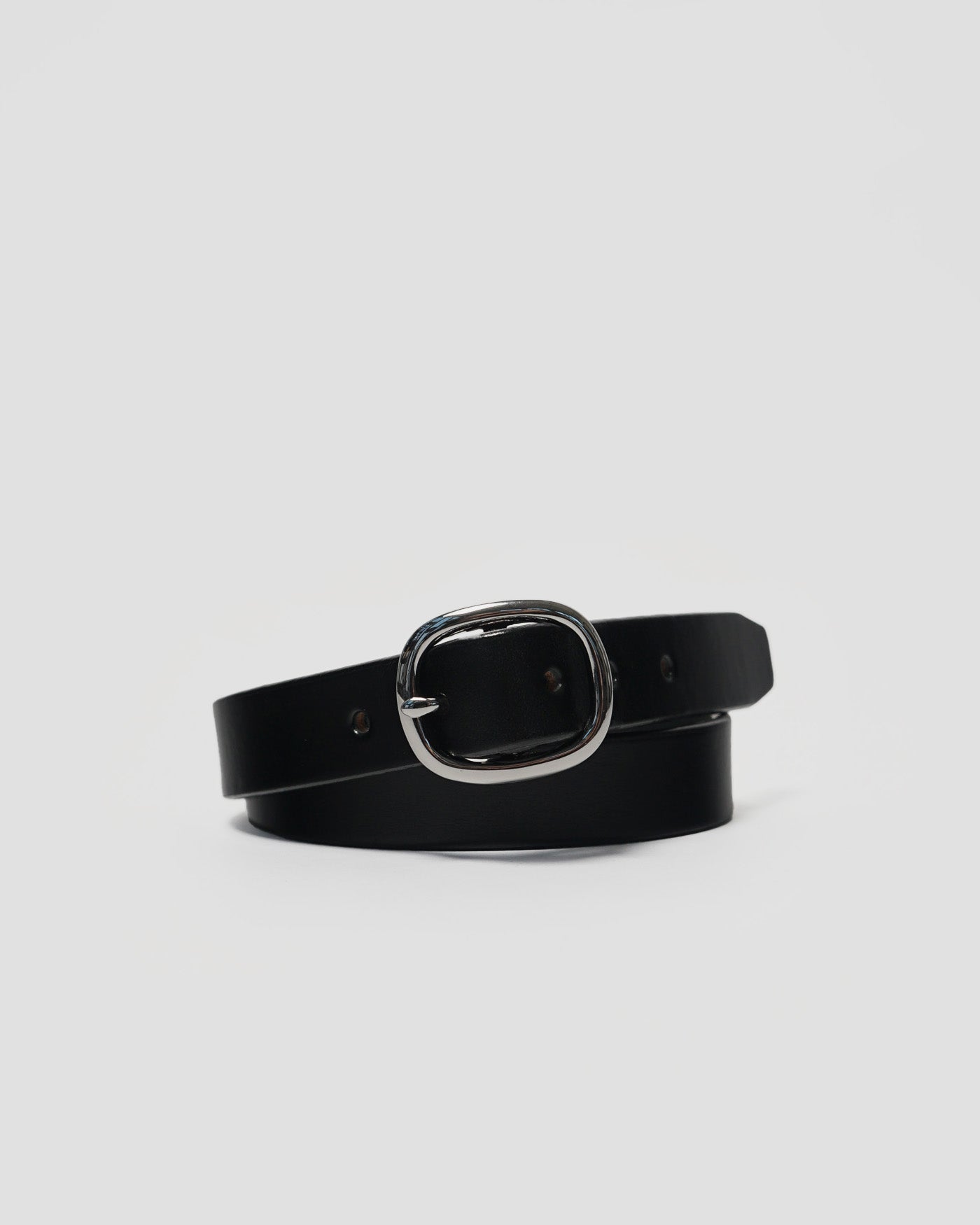Tory - FGS 1" Rounded Center Bar Leather Belt / Silver Buckle / Black