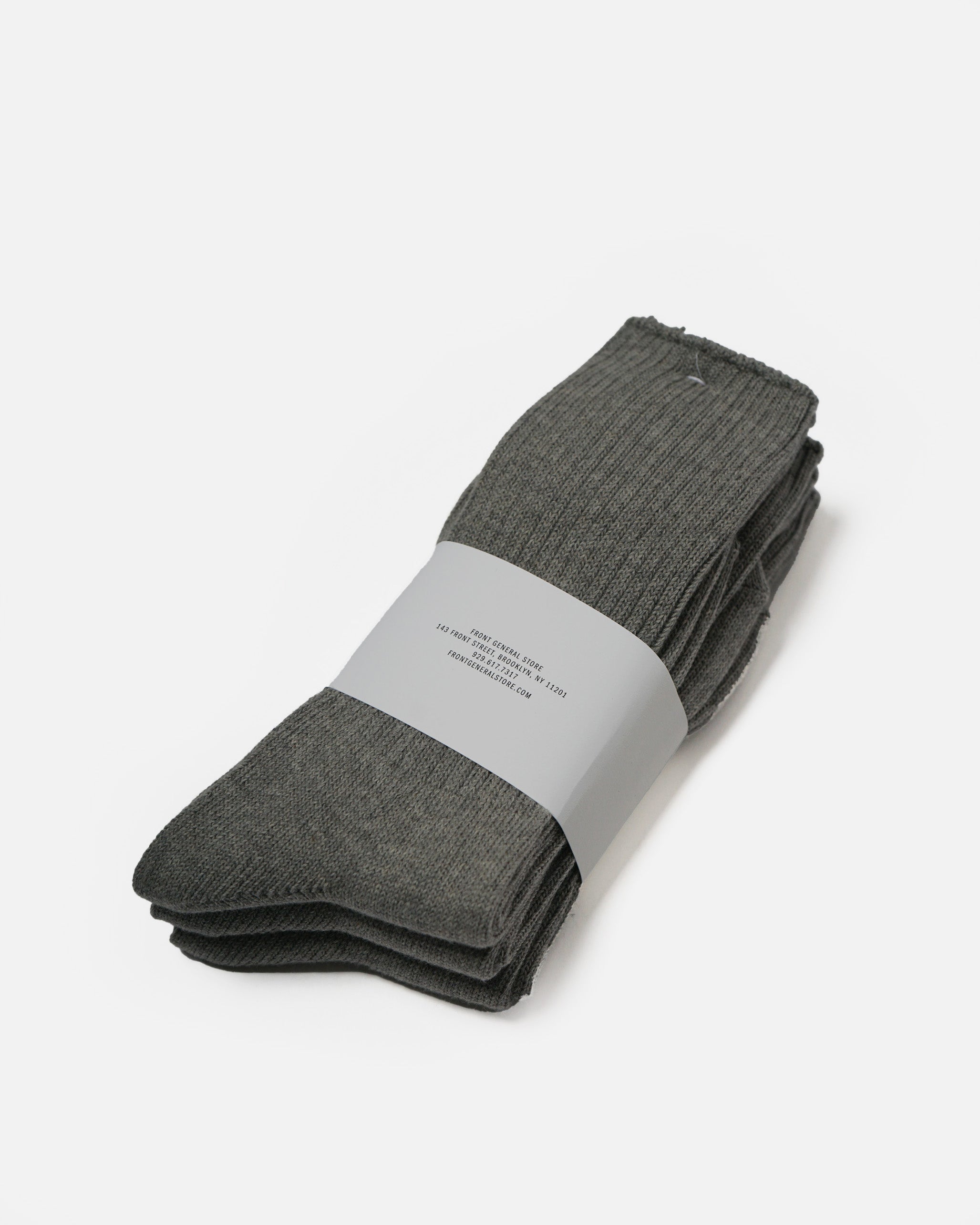 FGS Originals - 3-Pack Organic Cotton Rib Crew Socks / Gray