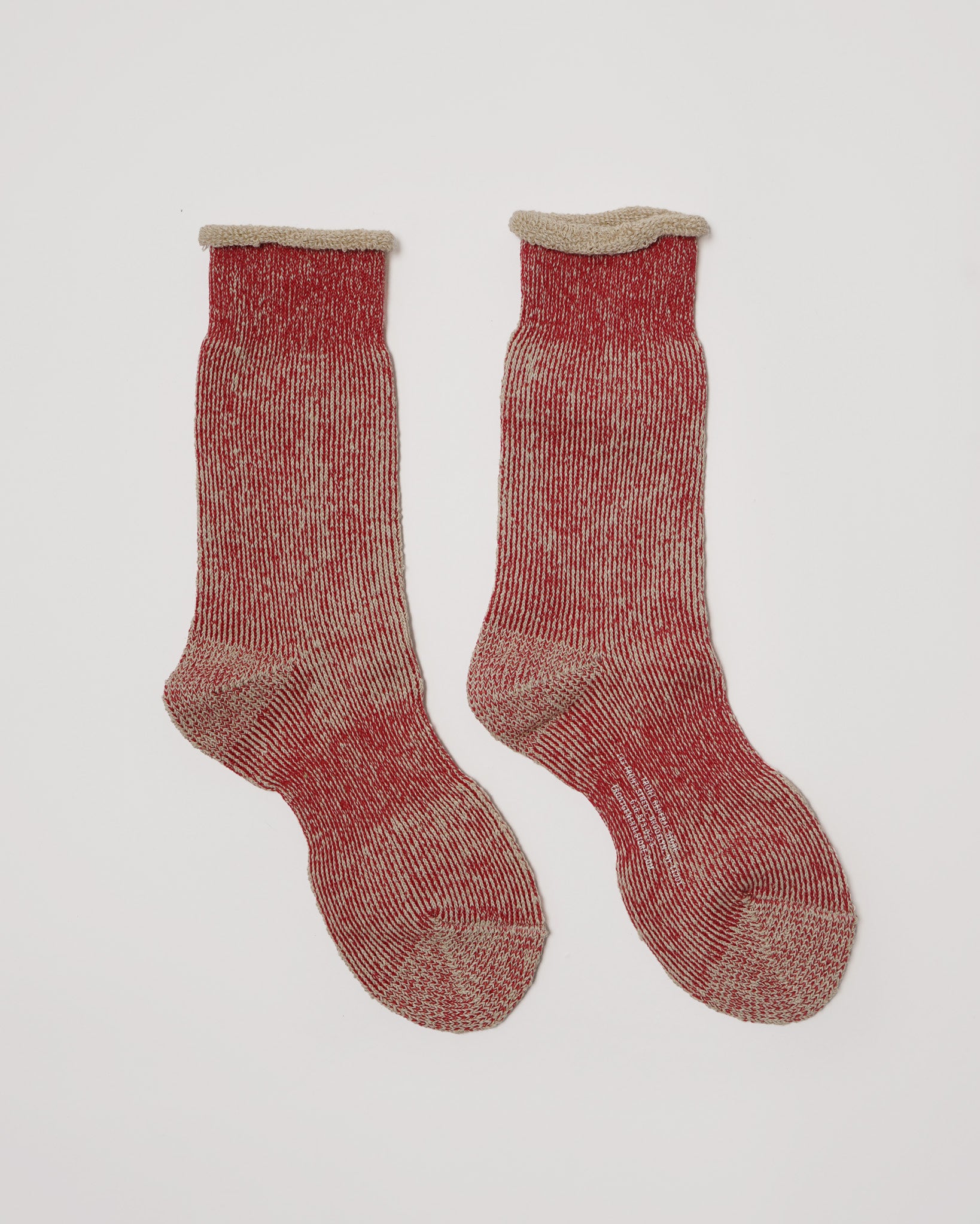 Hemp Full Pile Half Socks / Red