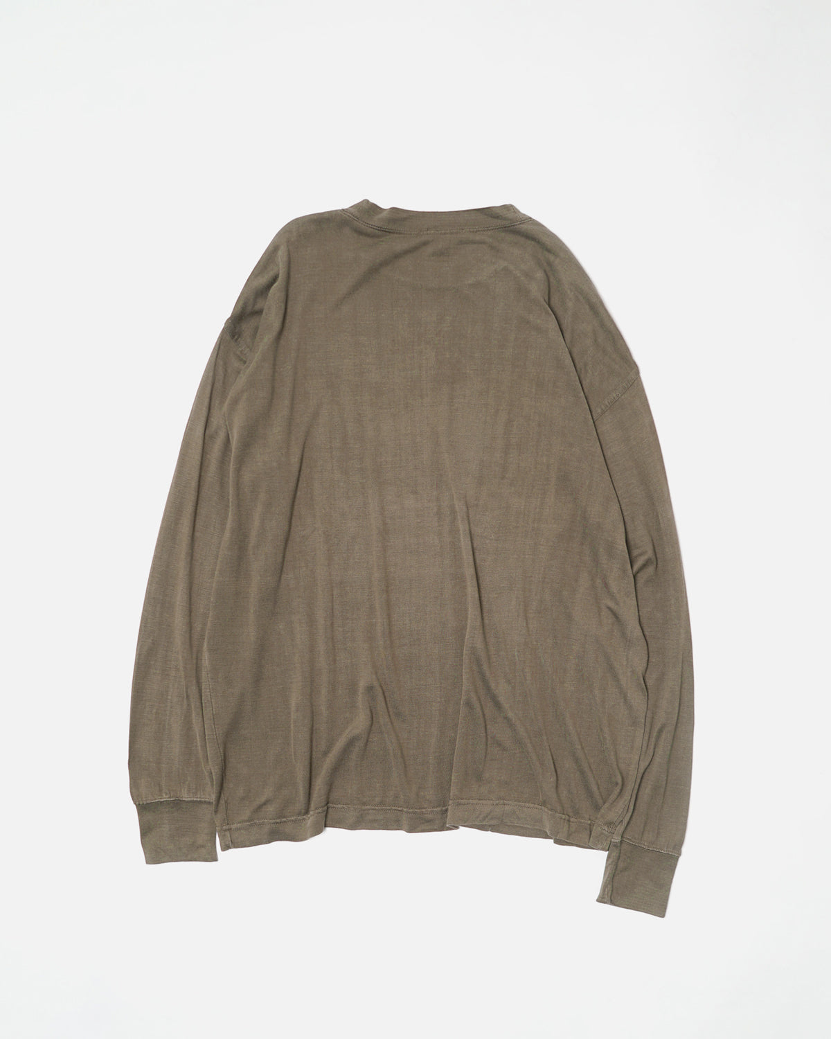 Silk Front V Tee L/S / Greige