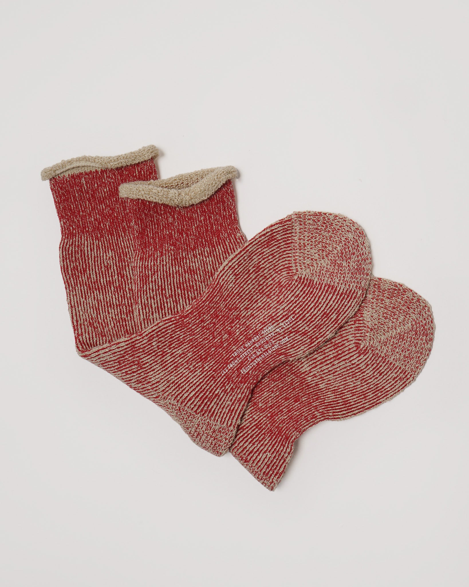 Hemp Full Pile Half Socks / Red