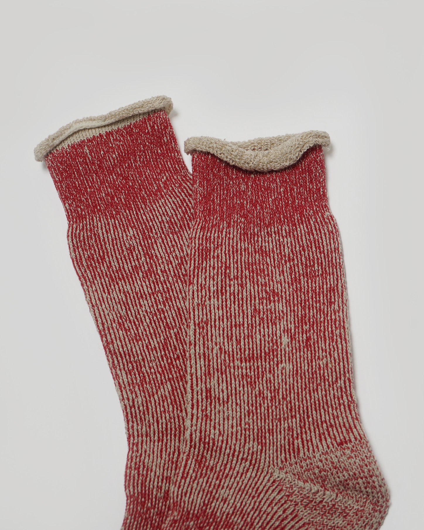 Hemp Full Pile Half Socks / Red