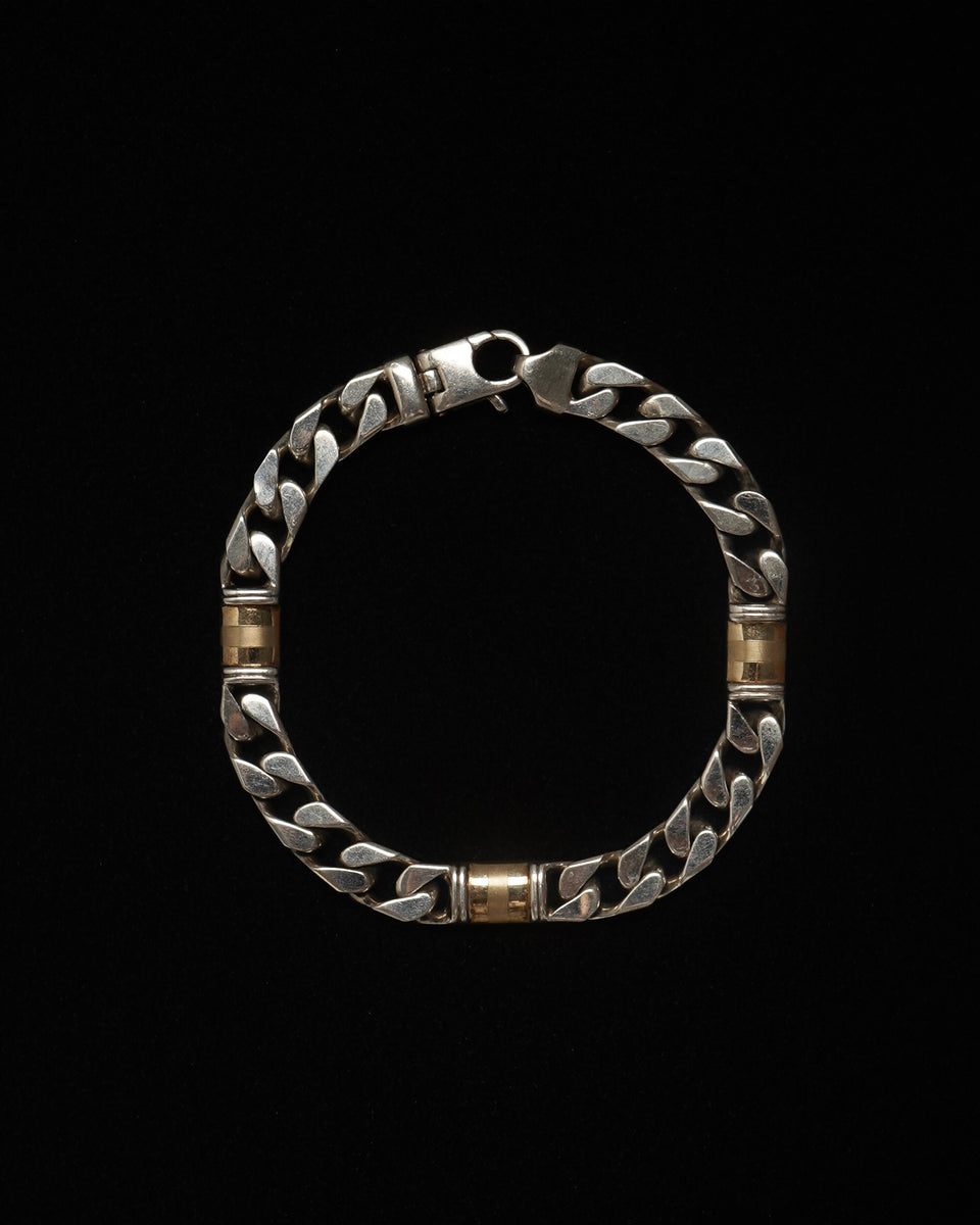 Vintage Sterling Silver x 18k Gold Chain Bracelet Made in Italy