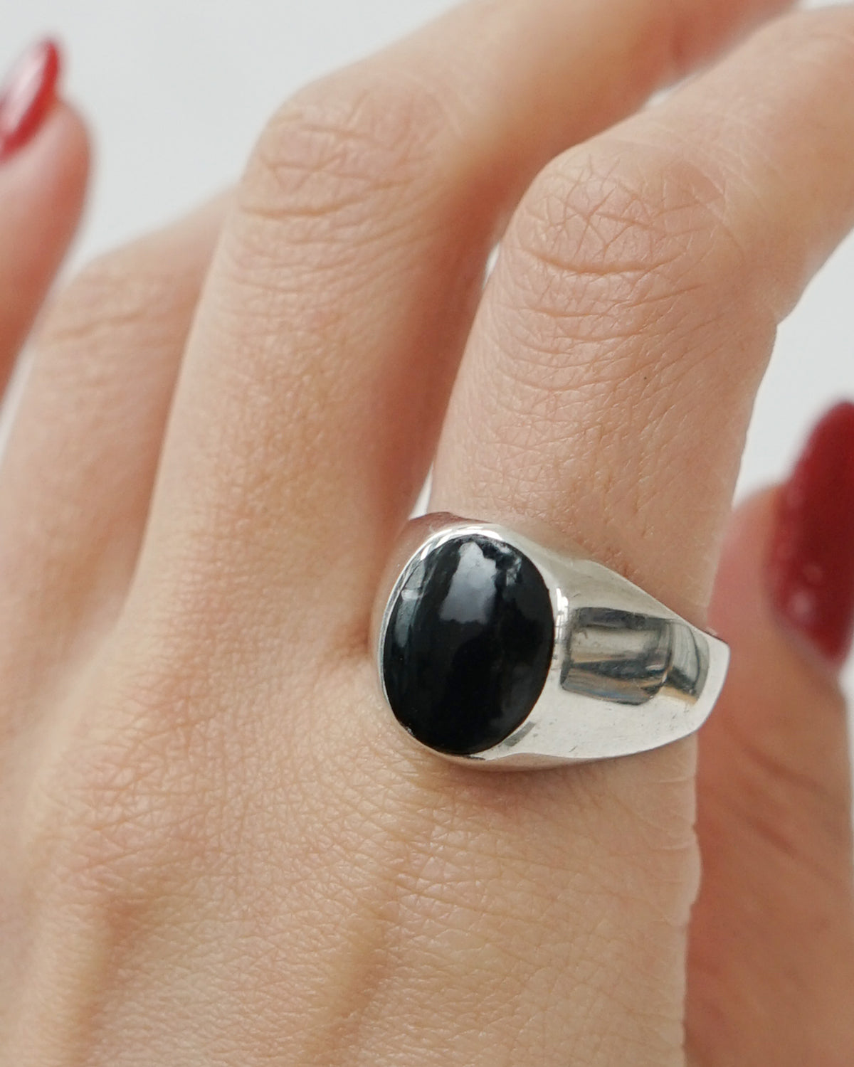 Silver x Onyx Signet Ring / size: 8