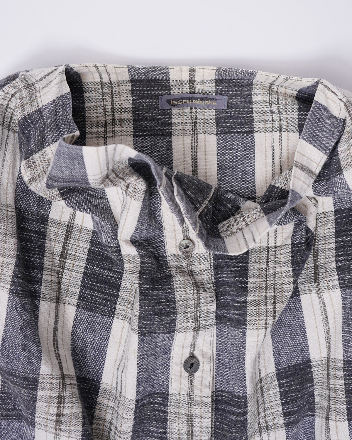Drape Neck Plaid Shirt
