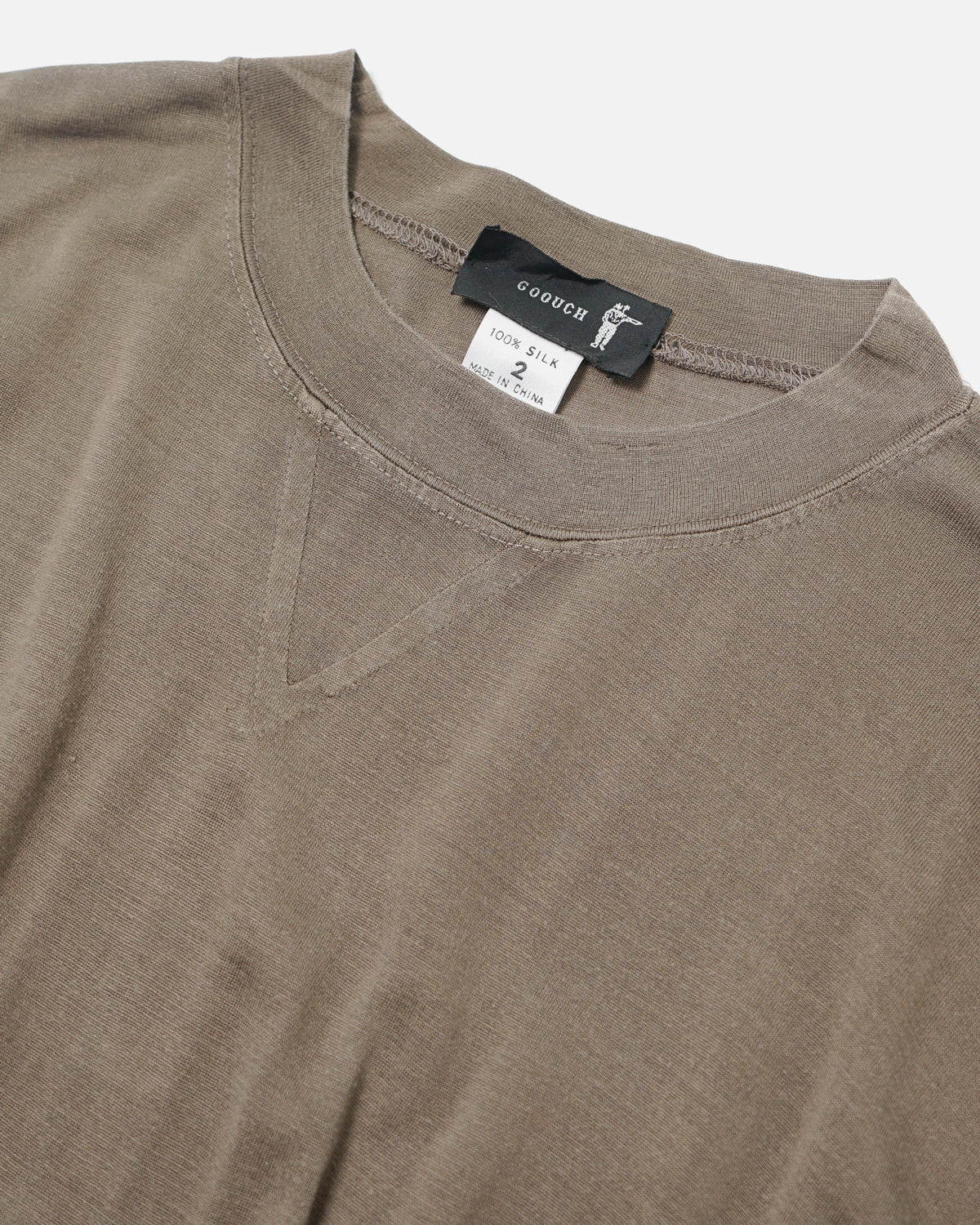 Silk Front V Tee L/S / Greige
