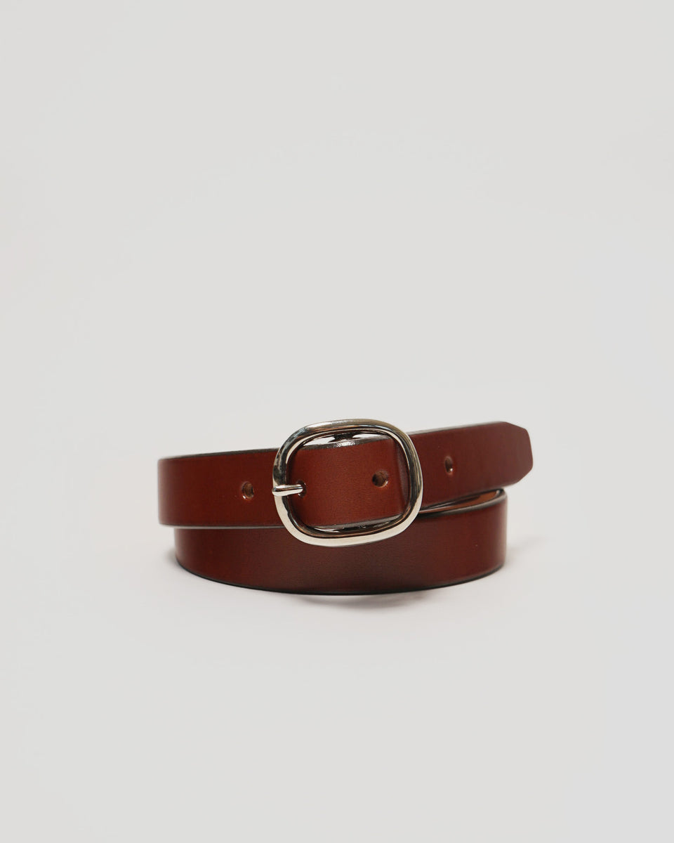 FGS Rounded Center Bar Leather Belt / Silver Buckle – Front  display picture 1