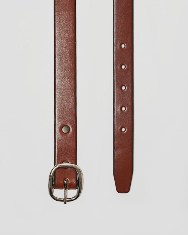 Tory - FGS 1" Rounded Center Bar Leather Belt / Silver Buckle / Light Brown