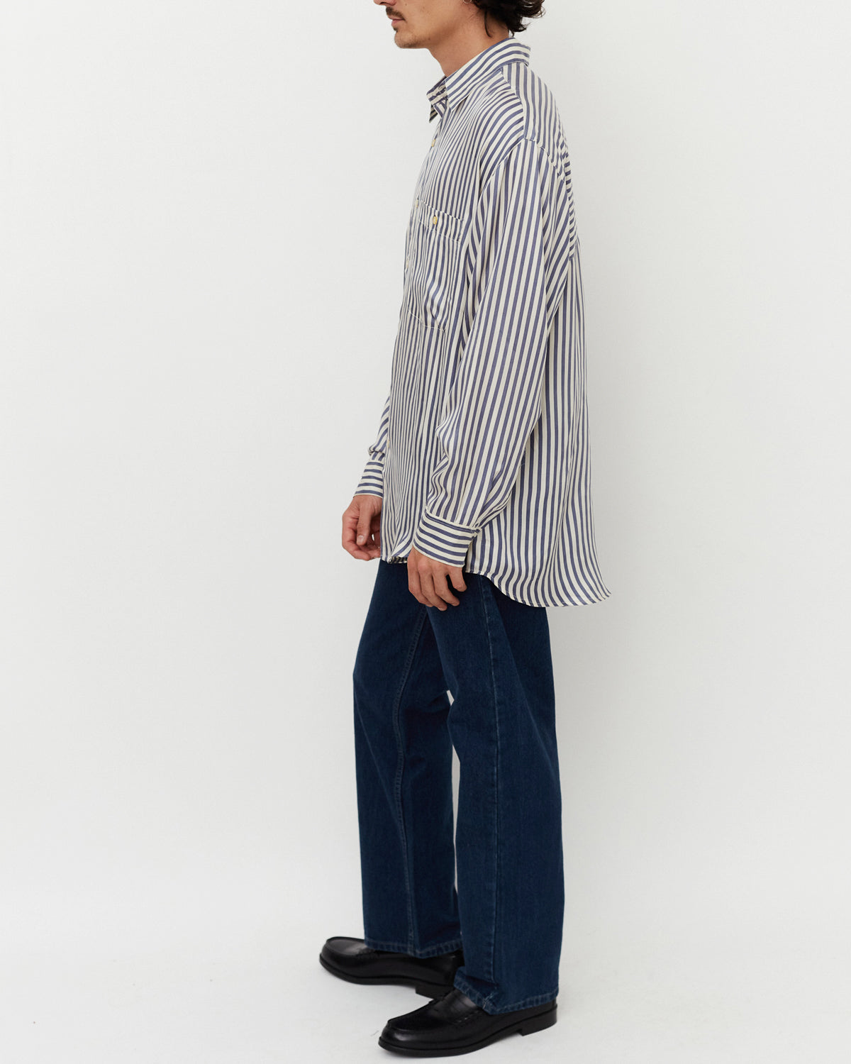 Stripe Silk Shirt / Blue