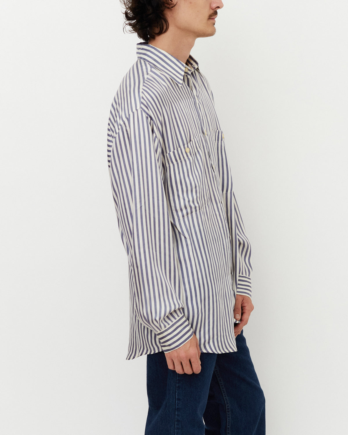 Stripe Silk Shirt / Blue