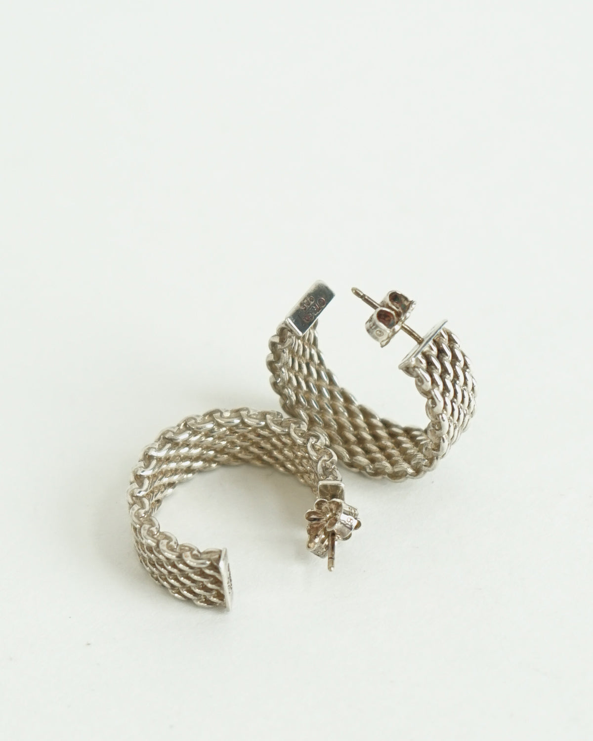 Silver Mesh Hoop Earrings