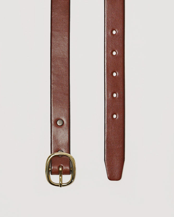Tory - FGS 1" Rounded Center Bar Leather Belt / Gold Buckle / Light Brown