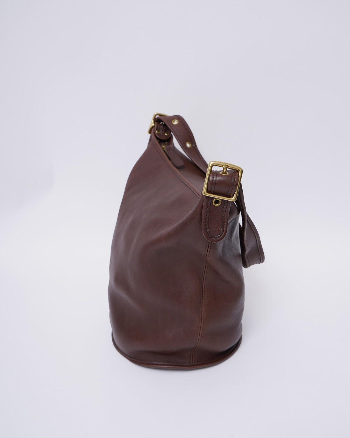Brown Leather Bucket Shoulder Bag