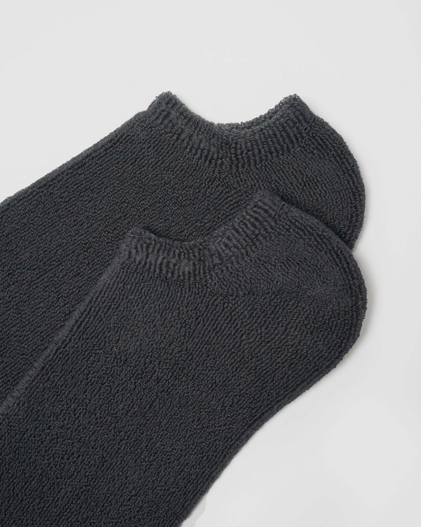 Face Pile Ankle Socks / Charcoal