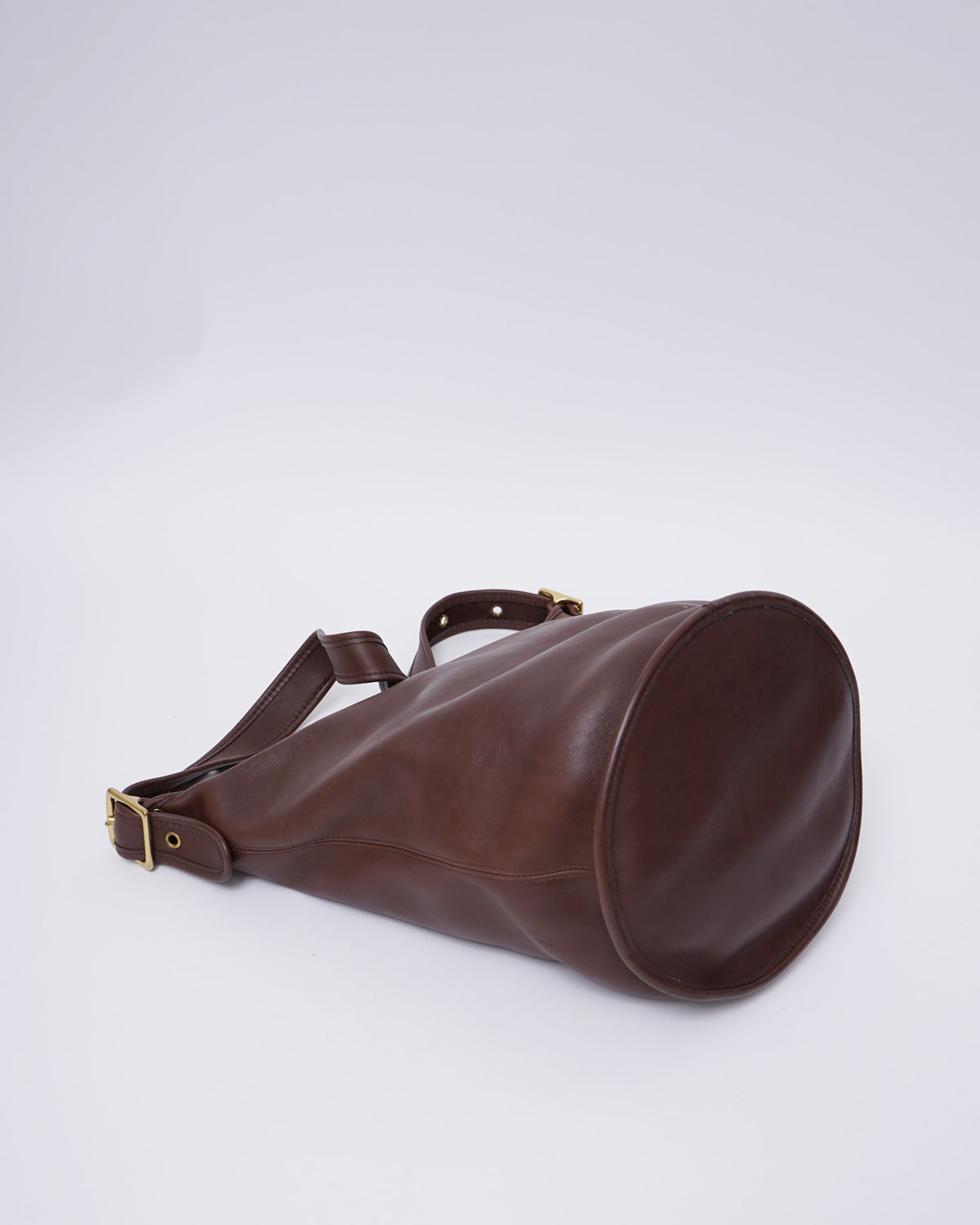 Brown Leather Bucket Shoulder Bag