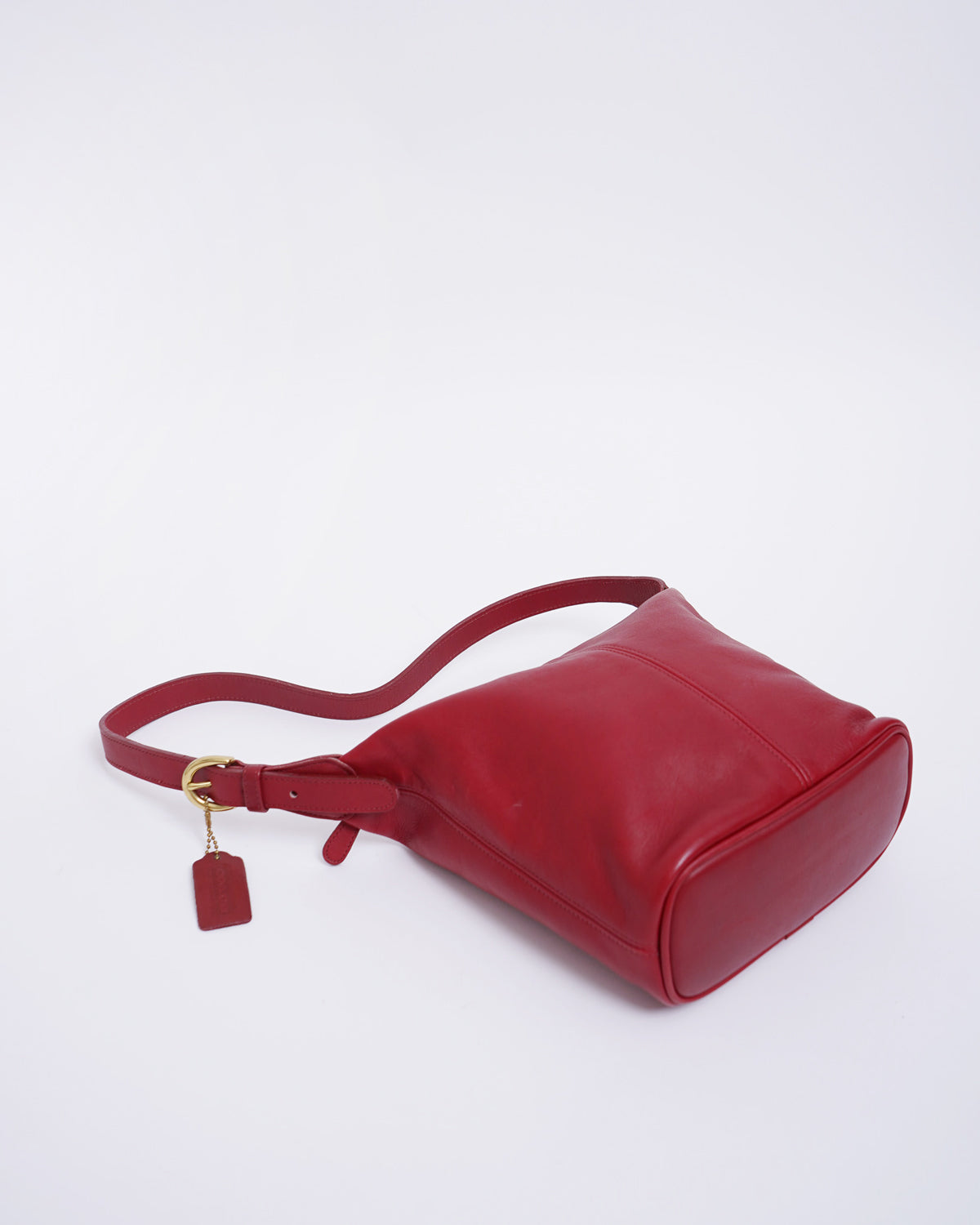 Red Leather One Shoulder Bag