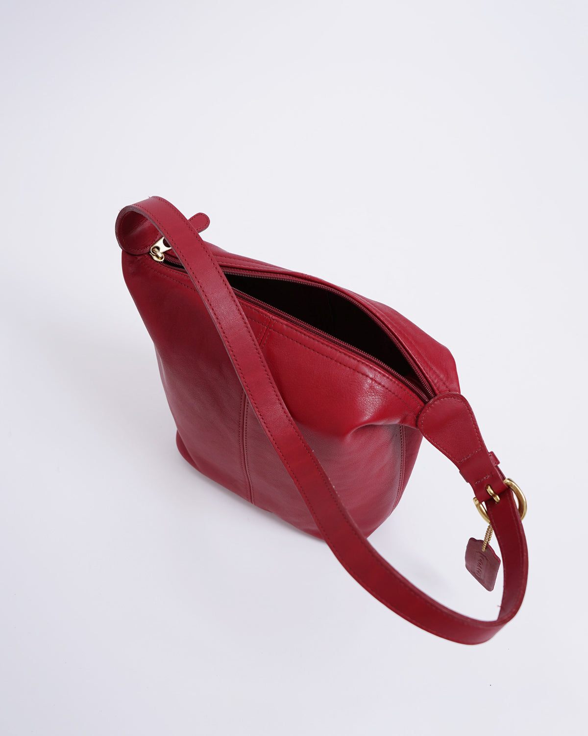 Red Leather One Shoulder Bag