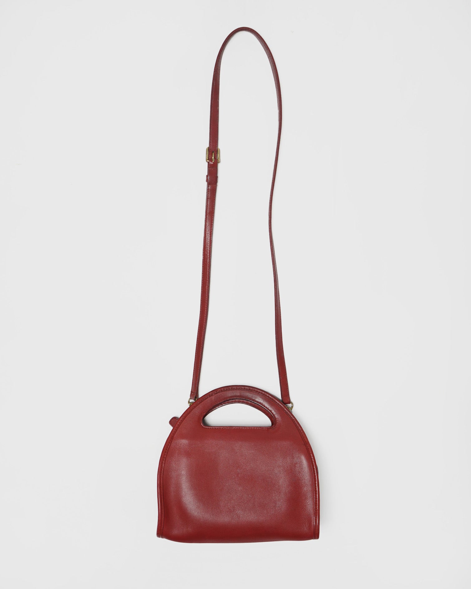 Leather Hand Bag w/ Strap / Red