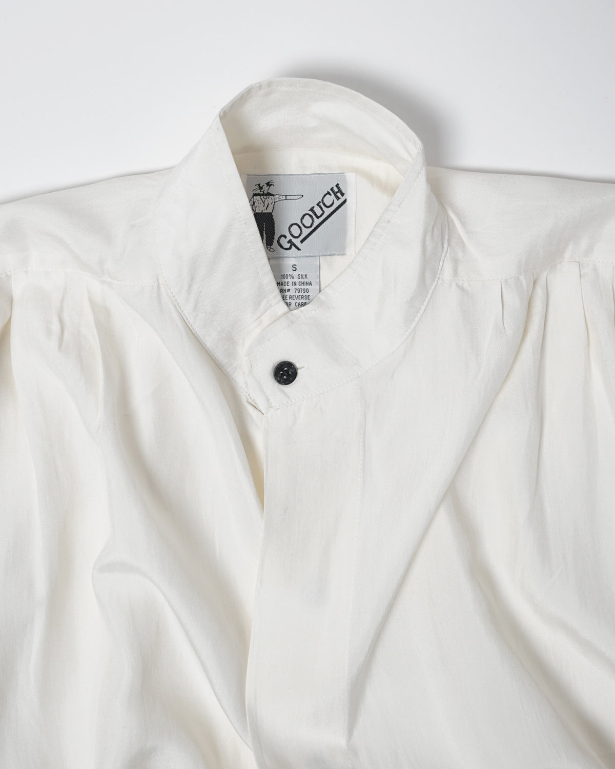 Gathered Silk Shirt / White