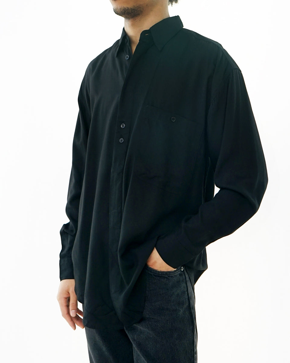 cotton fly front dress shirt Rayon / Black XL (Regular) while the fly front Size:45 (5'0