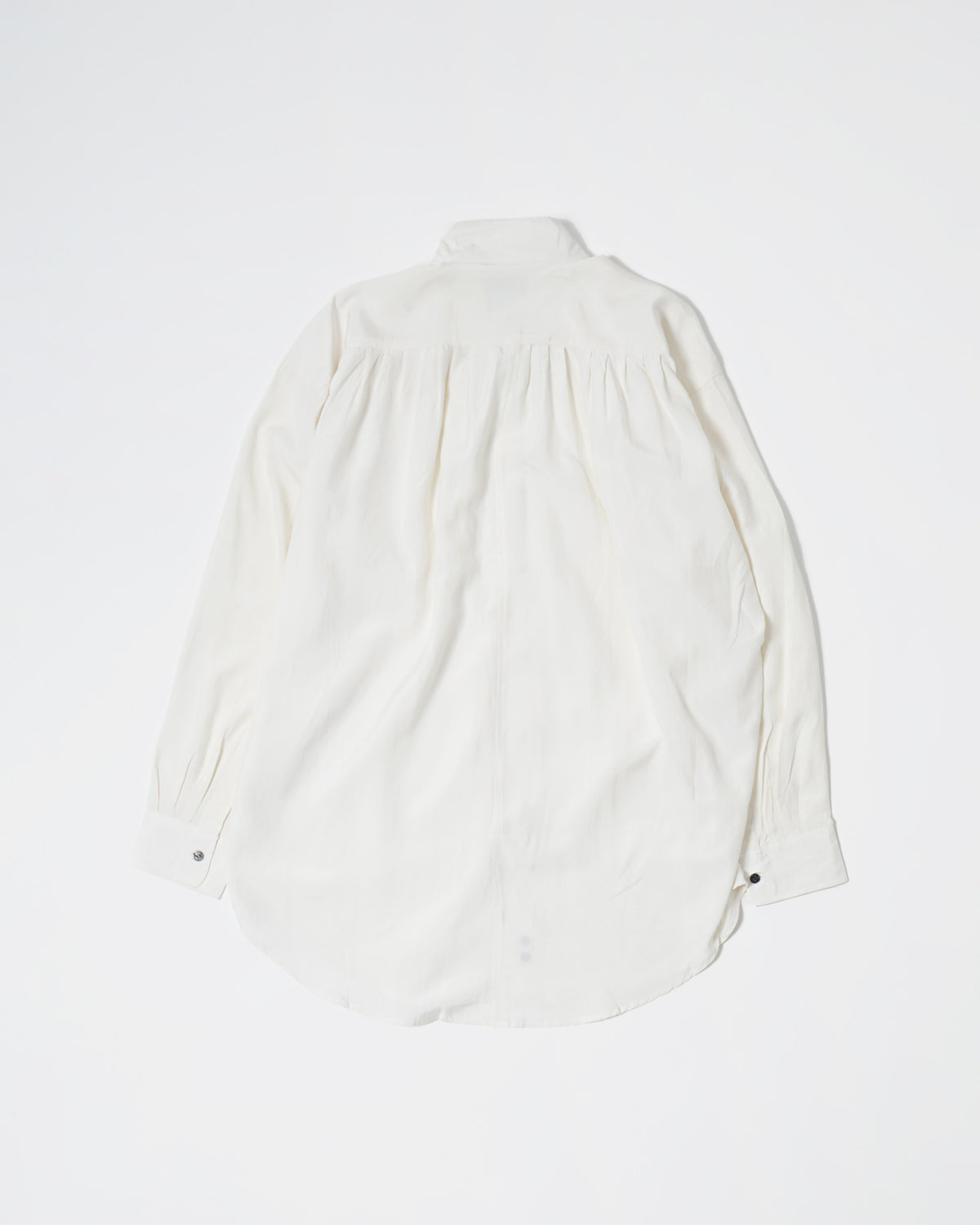 Gathered Silk Shirt / White