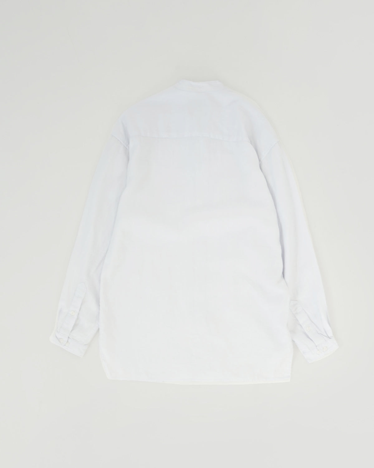 Washed Linen Collarless L/S Shirt / White