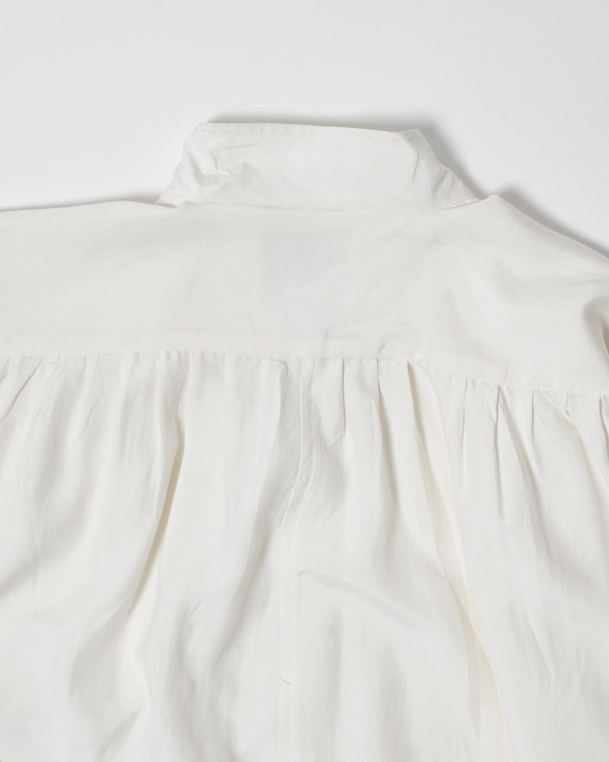 Gathered Silk Shirt / White