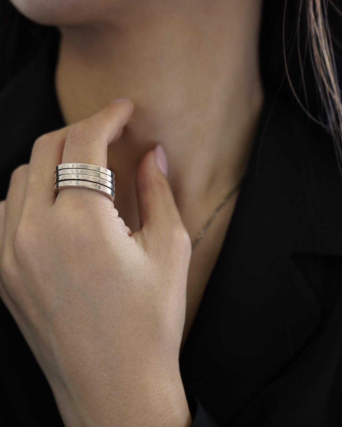 Silver Quadruple Ring