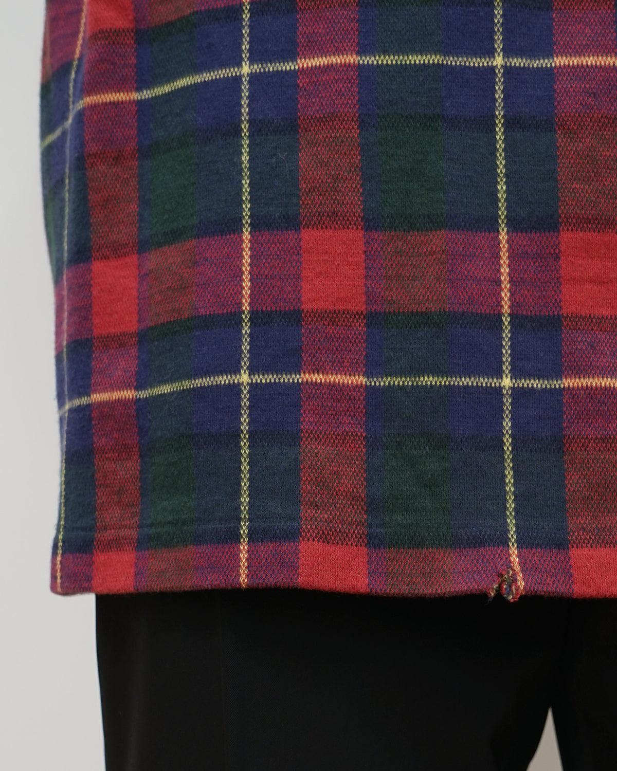 Knit Polo L/S / Navy Tartan