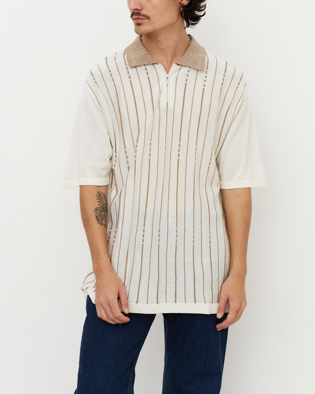 Pullover Zip Polo / Off White