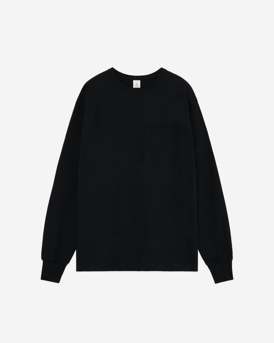 Heavy-weight Pocket Long Sleeve T-shirt / Black – Front